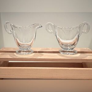 Vintage Heisey Clear Glass Petite Creamer and Open Sugar Set.